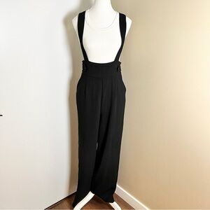 Forever 21 Black Wide Leg Overalls  High Waist Mod Preppy  Size M Versatile Fit